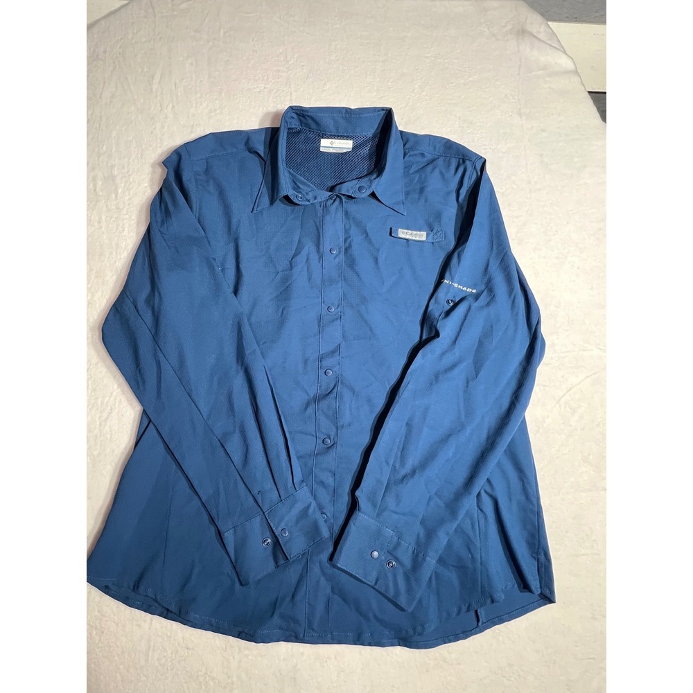 Columbia PFG Tamiami II Fishing Shirt Blue Long Sleeve UPF 40 Womens XL